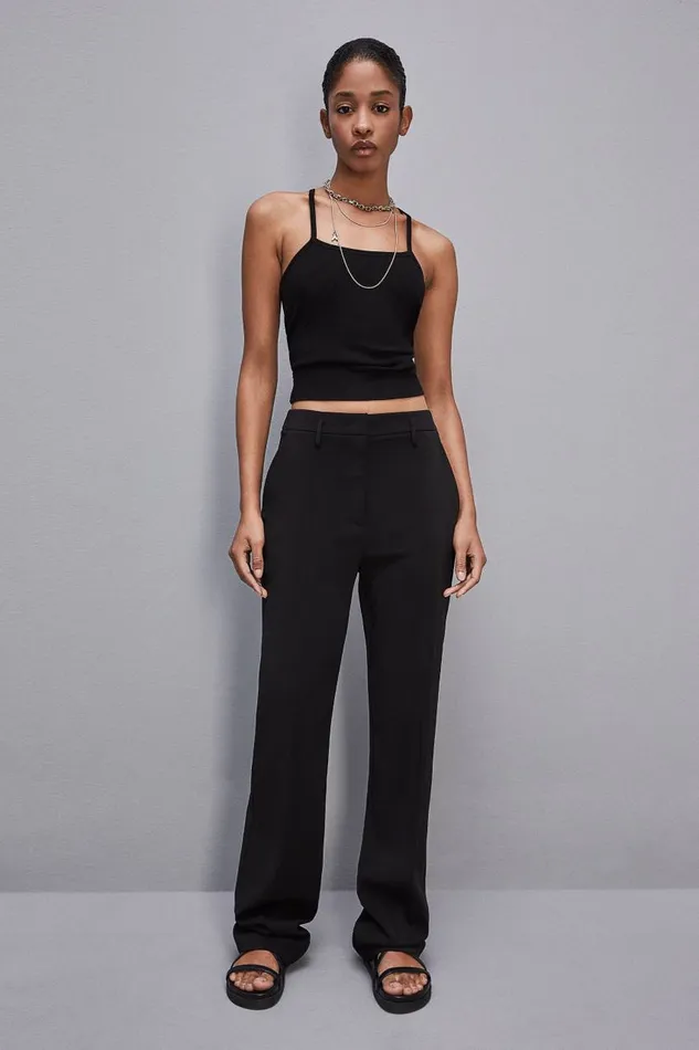 Patrizia Pepe Essential Ribbed Viscose Tank Top Black Nero Apparel Tops