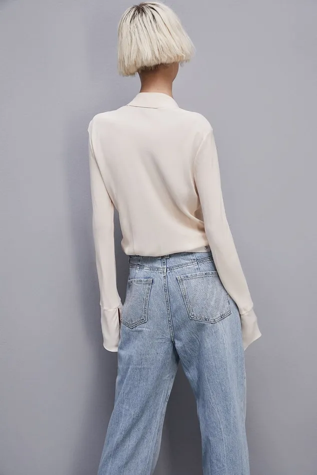 Patrizia Pepe Essential Soft Shirt Beige Ivory Skin Apparel Shirts