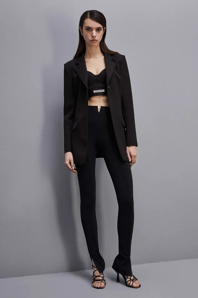 Patrizia Pepe Feminine Onebutton Jacket Black Nero Apparel Blazers
