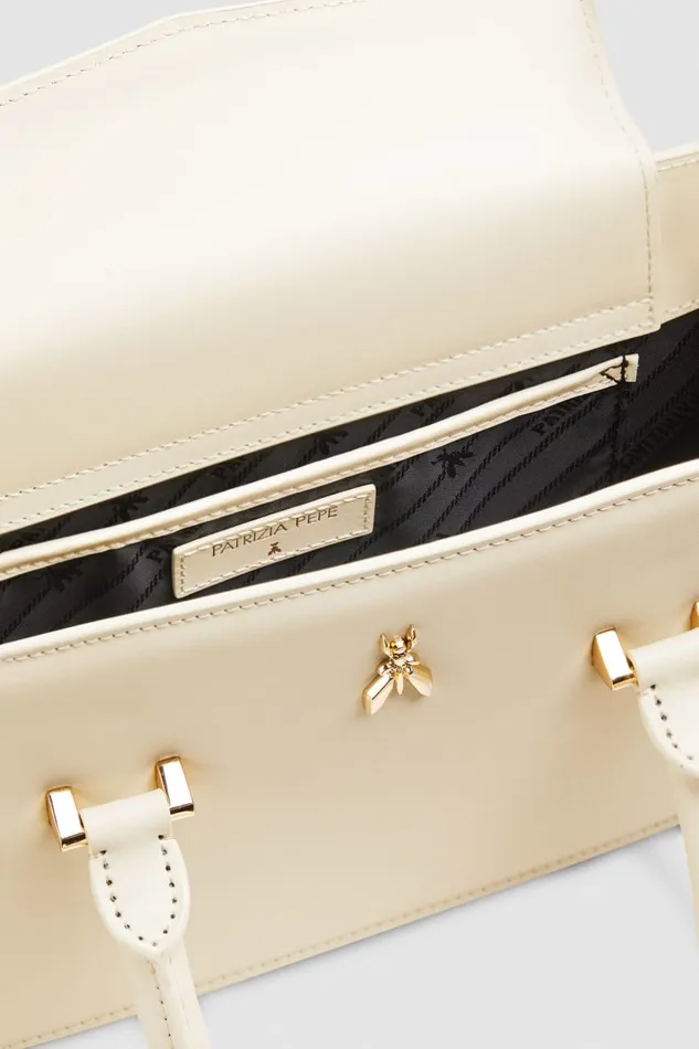 Patrizia Pepe Fly Bamby Leather Beige Off White Bags Handbags