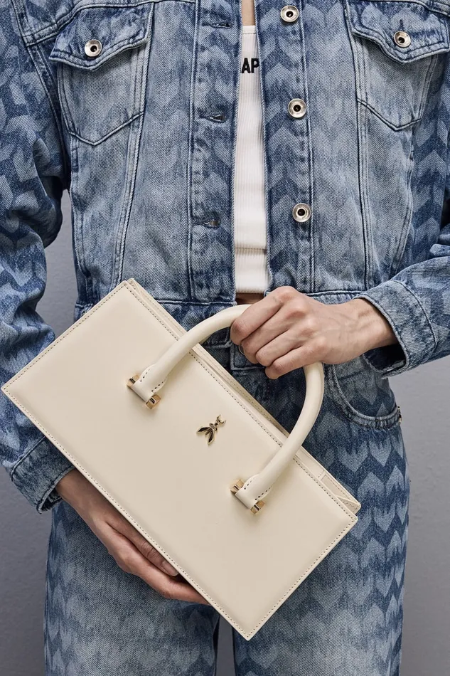 Patrizia Pepe Fly Bamby Leather Beige Off White Bags Handbags