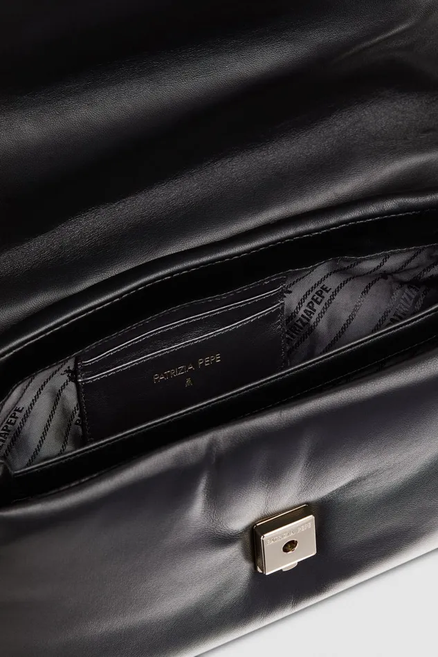 Patrizia Pepe Fly Bamby Leather Shoulder Bag Black Nero Bags Handbags