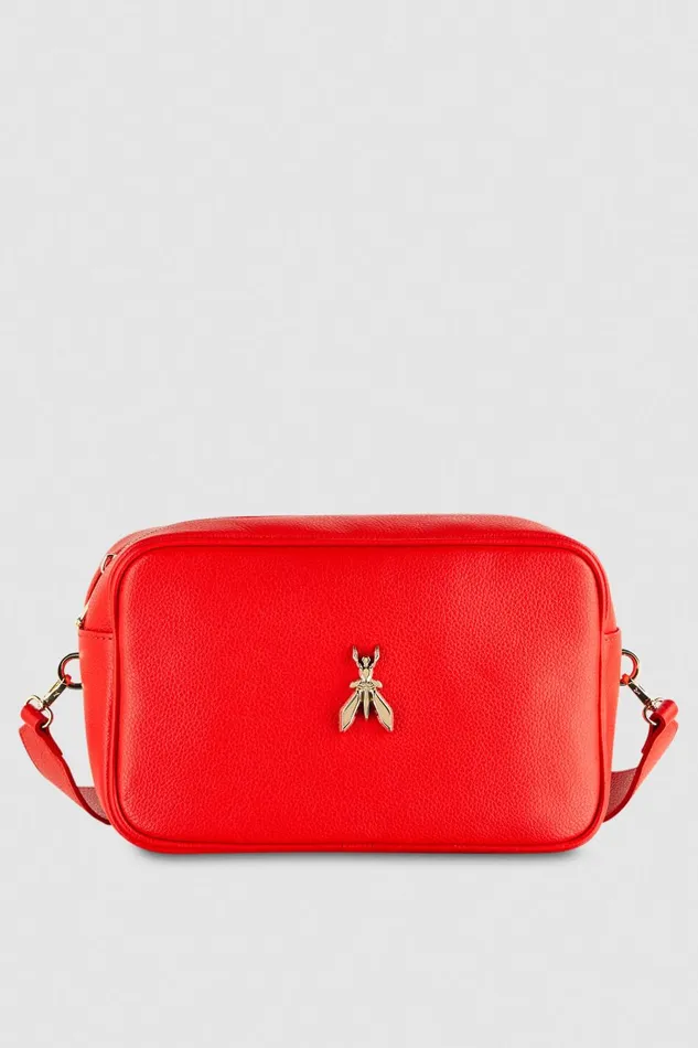 Patrizia Pepe Fly Camera Leather Bag With Chain Red Glam Red Bags Crossbodys