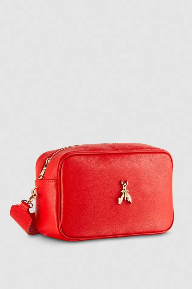 Patrizia Pepe Fly Camera Leather Bag With Chain Red Glam Red Bags Crossbodys