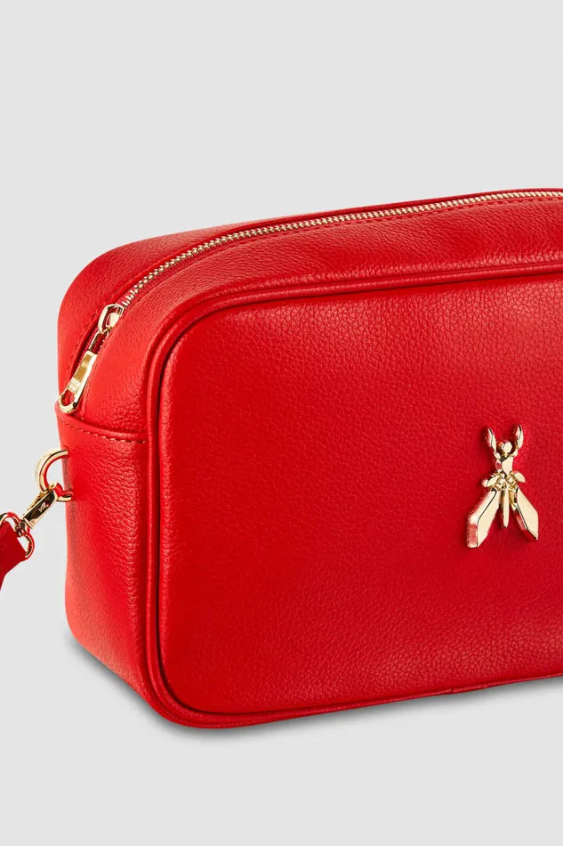 Patrizia Pepe Fly Camera Leather Bag With Chain Red Glam Red Bags Crossbodys