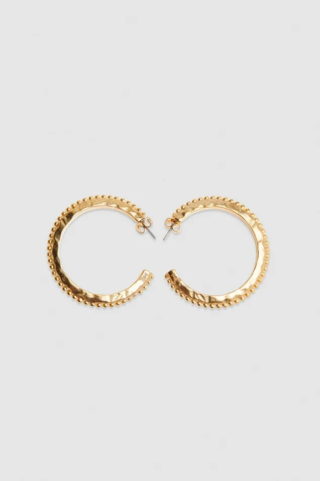 Patrizia Pepe Hoop Earrings Gold Antique Gold Accessories
