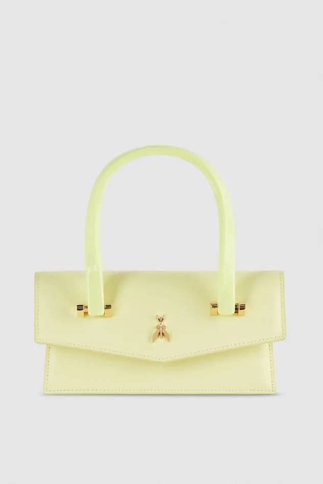 Patrizia Pepe Leather Shoulder Bag With Snap Closure Yellow Light Sunny Lime Bags Handbags