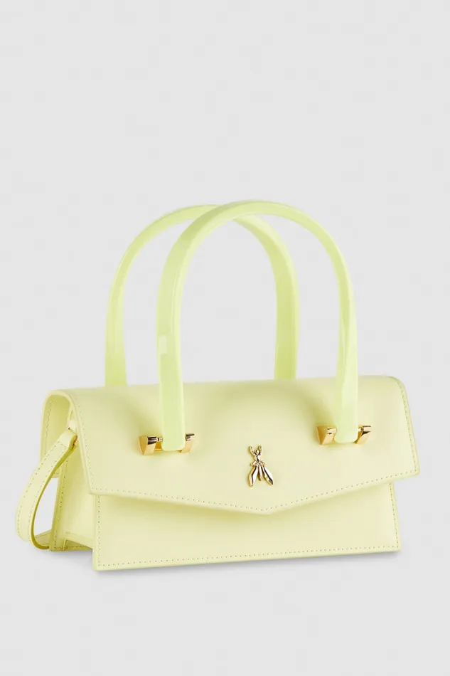 Patrizia Pepe Leather Shoulder Bag With Snap Closure Yellow Light Sunny Lime Bags Handbags