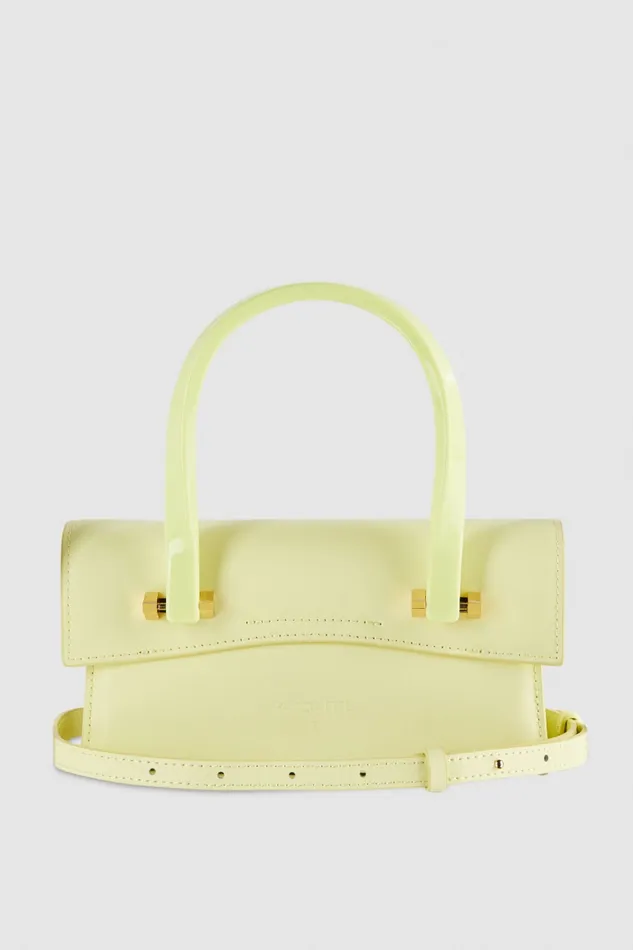 Patrizia Pepe Leather Shoulder Bag With Snap Closure Yellow Light Sunny Lime Bags Handbags