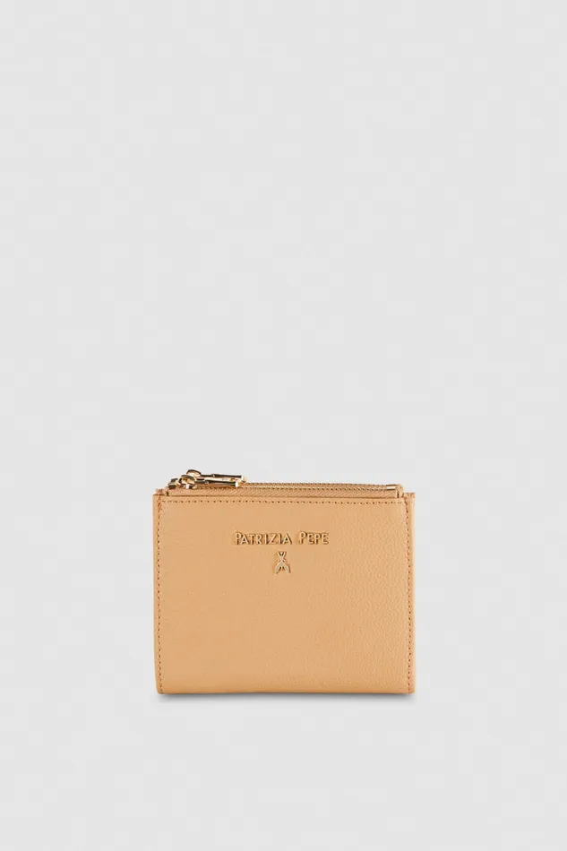 Patrizia Pepe Leather Wallet With Zipper Beige Pompei Beige Accessories