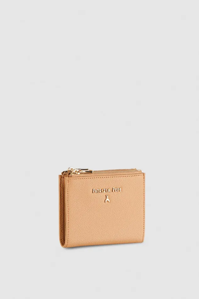 Patrizia Pepe Leather Wallet With Zipper Beige Pompei Beige Accessories