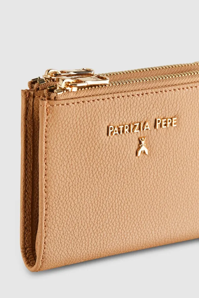 Patrizia Pepe Leather Wallet With Zipper Beige Pompei Beige Accessories