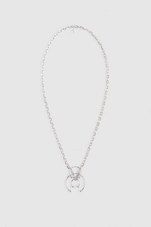 Patrizia Pepe Long Necklace With Piercing Silver Shiny Silver Accessories