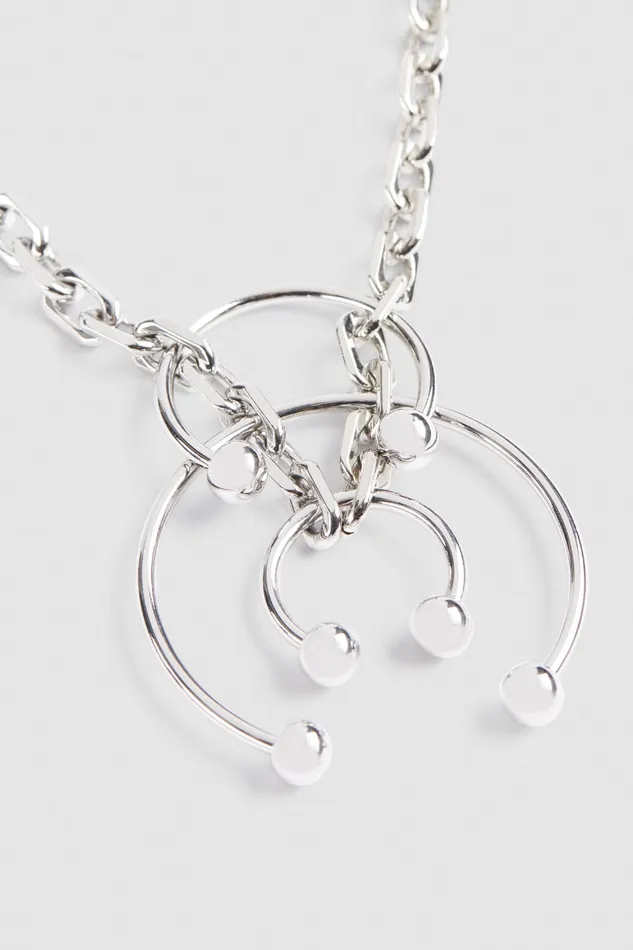 Patrizia Pepe Long Necklace With Piercing Silver Shiny Silver Accessories