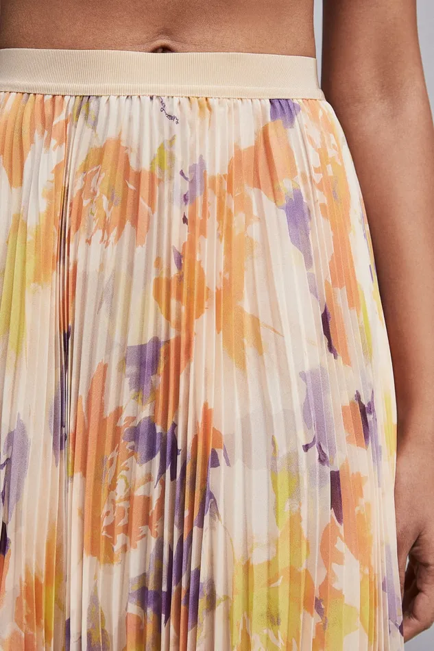 Patrizia Pepe Long Pleated Chiffon Skirt Orangesorbetflower Apparel Long