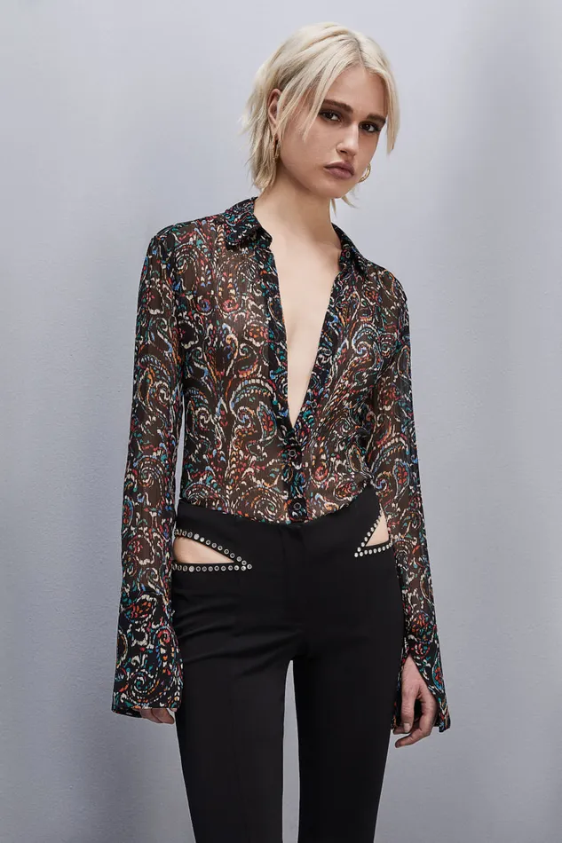 Patrizia Pepe Longsleeved Printed Shirt Black Paisley Soul Apparel Shirts