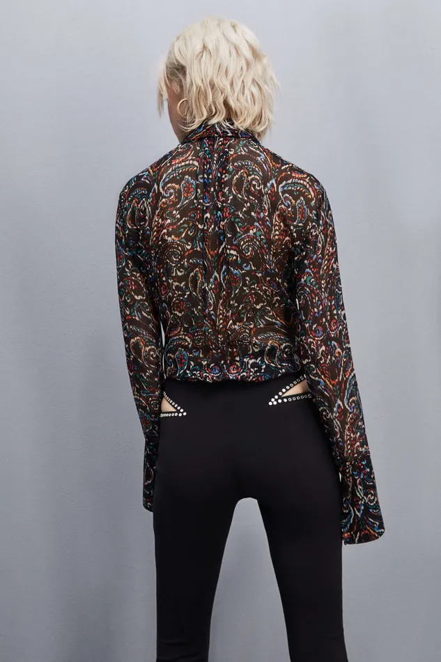 Patrizia Pepe Longsleeved Printed Shirt Black Paisley Soul Apparel Shirts