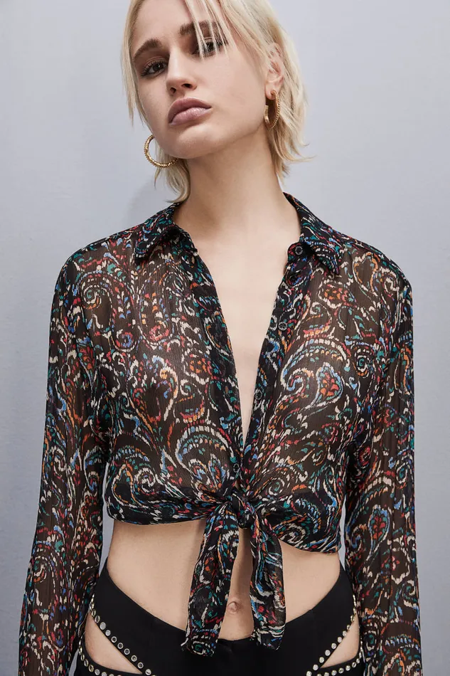 Patrizia Pepe Longsleeved Printed Shirt Black Paisley Soul Apparel Shirts