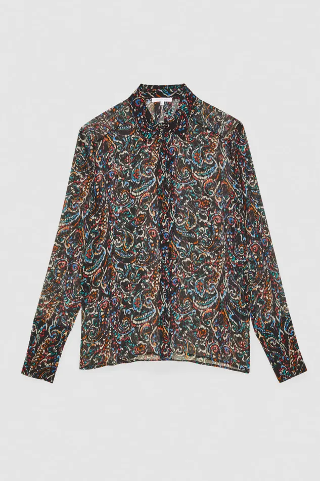 Patrizia Pepe Longsleeved Printed Shirt Black Paisley Soul Apparel Shirts