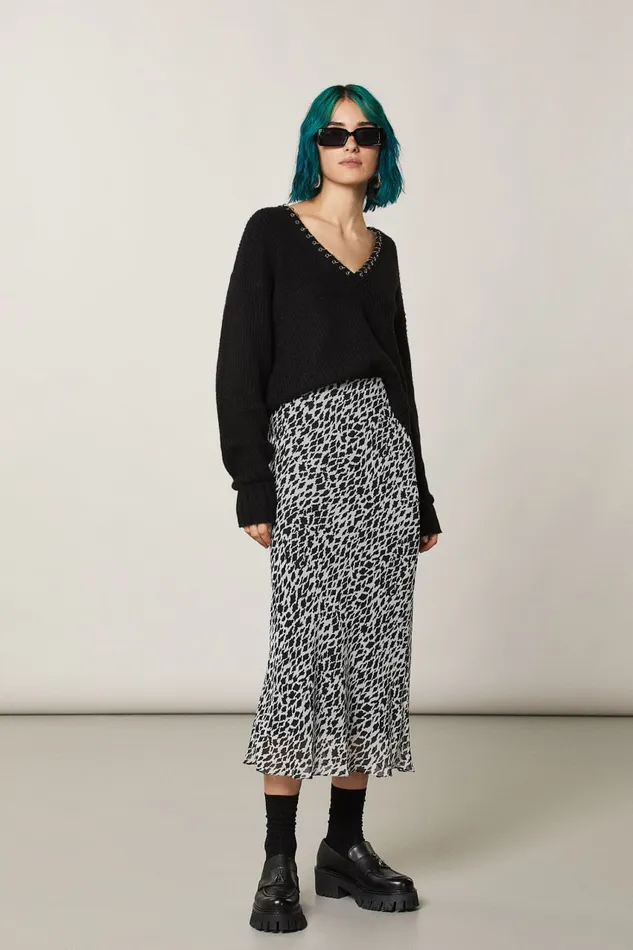 Patrizia Pepe Patterned Midi Skirt White Black White Fantasy Apparel Midi