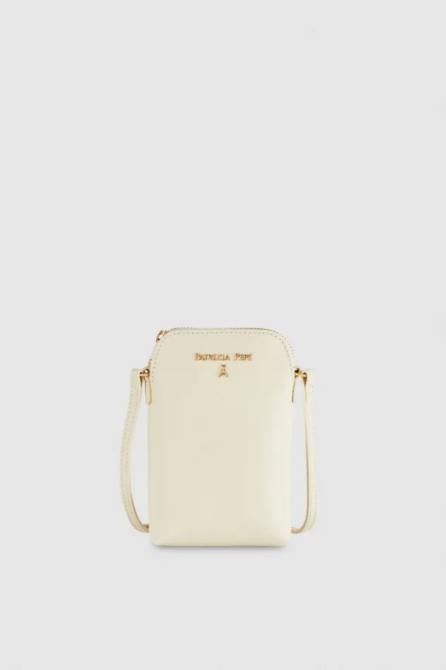 Patrizia Pepe Phone Holder With Shoulder Strap Beige Off White Accessories Crossbodys