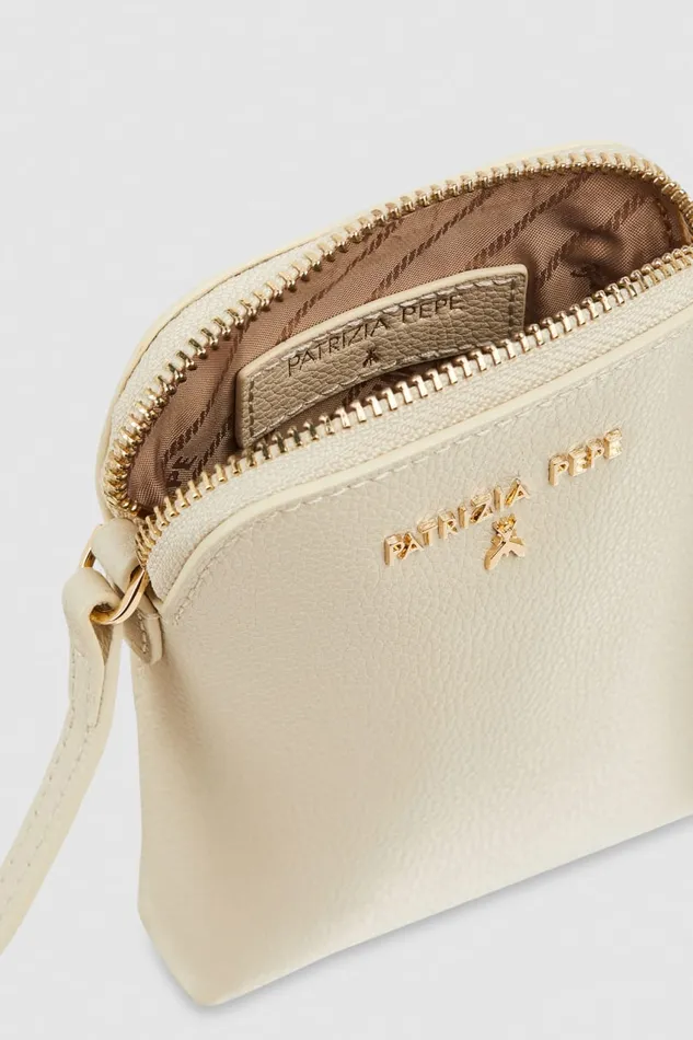Patrizia Pepe Phone Holder With Shoulder Strap Beige Off White Accessories Crossbodys