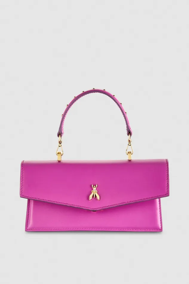 Patrizia Pepe Pink Leather Flapover Crossbody Bag Surreal Pink Bags Crossbodys