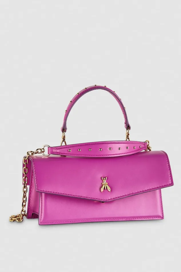 Patrizia Pepe Pink Leather Flapover Crossbody Bag Surreal Pink Bags Crossbodys
