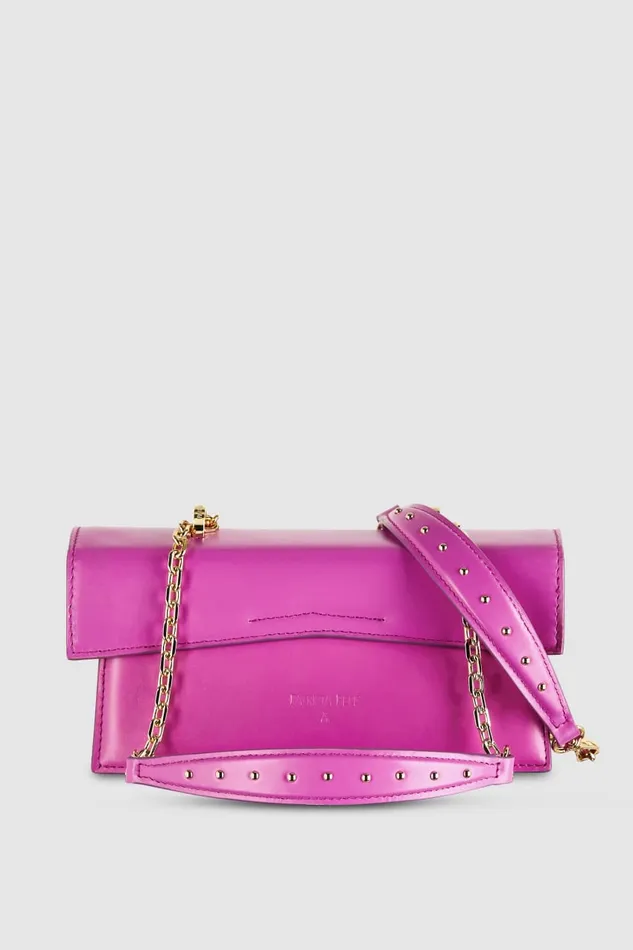 Patrizia Pepe Pink Leather Flapover Crossbody Bag Surreal Pink Bags Crossbodys