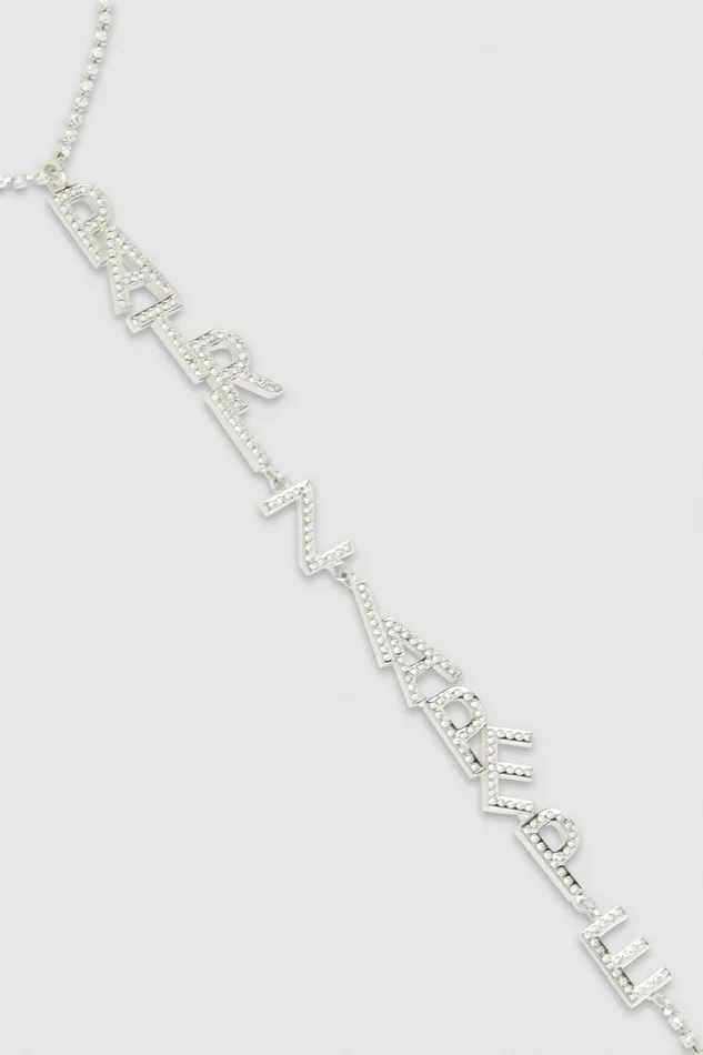 Patrizia Pepe Rhinestone And Brass Beltnecklace Silver Silvercrystal Accessories