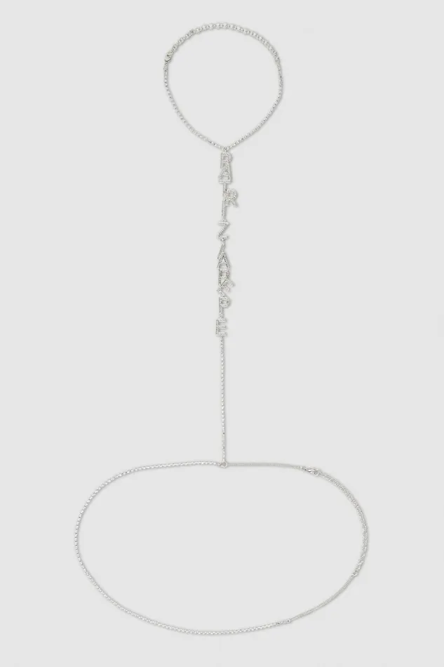 Patrizia Pepe Rhinestone And Brass Beltnecklace Silver Silvercrystal Accessories