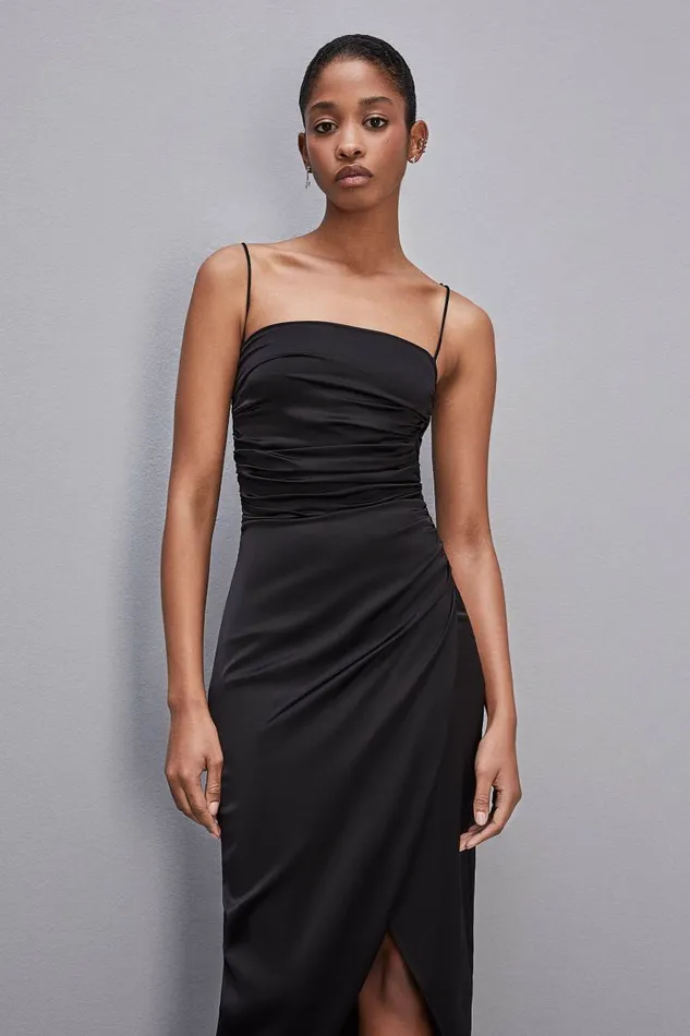 Patrizia Pepe Satin Midi Dress Black Nero Apparel Midi