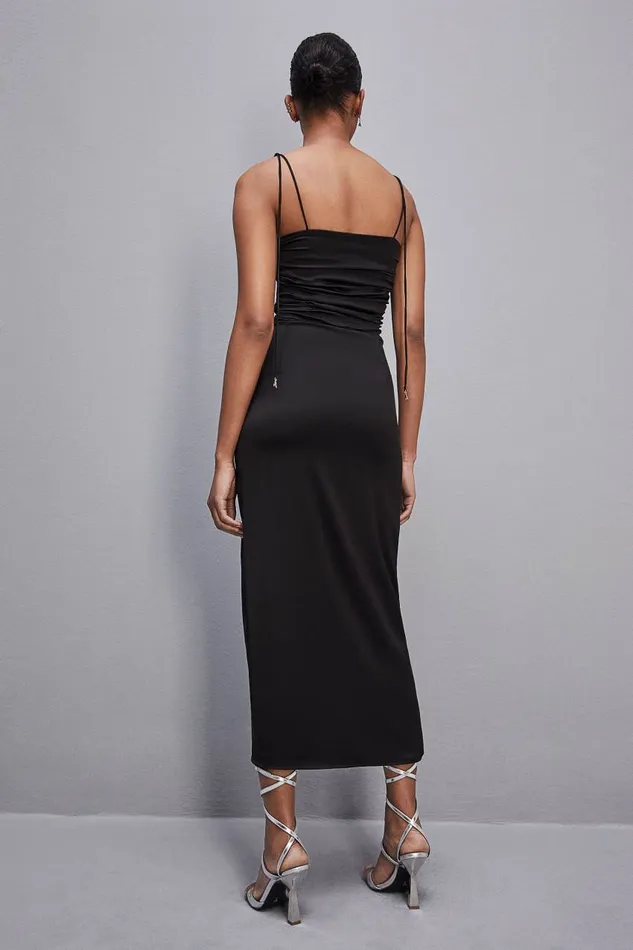 Patrizia Pepe Satin Midi Dress Black Nero Apparel Midi