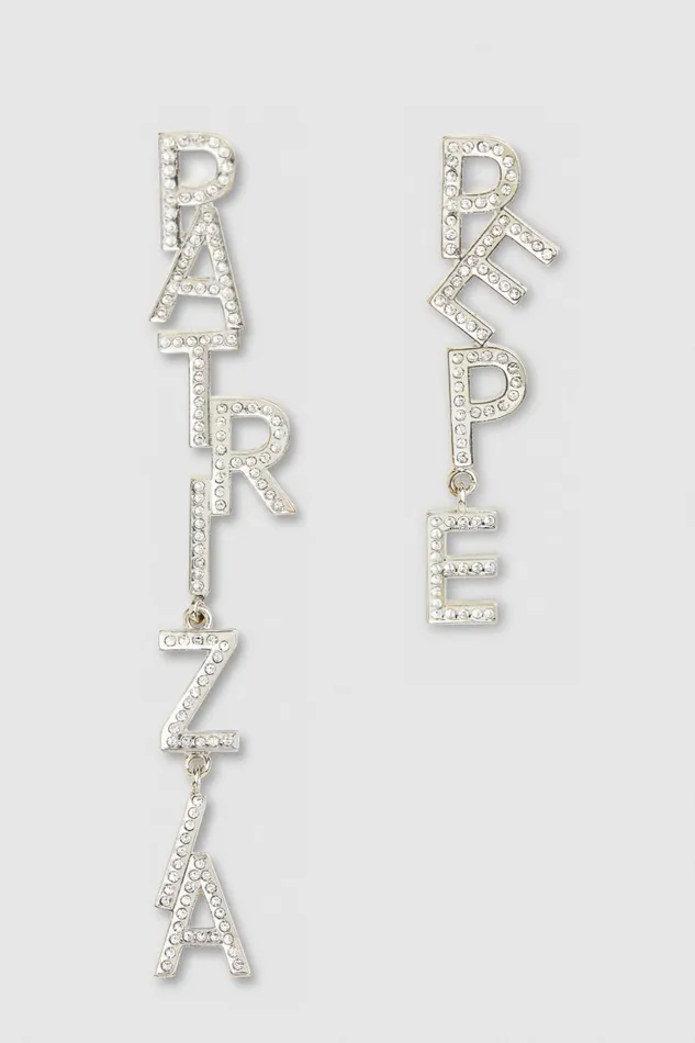 Patrizia Pepe Silver Brass And Crystal Earrings Silvercrystal Accessories