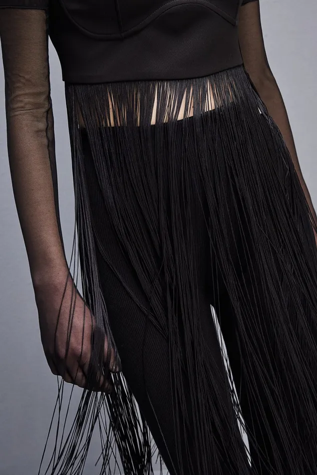 Patrizia Pepe Sleeveless Top With Fringes Black Nero Apparel Tops