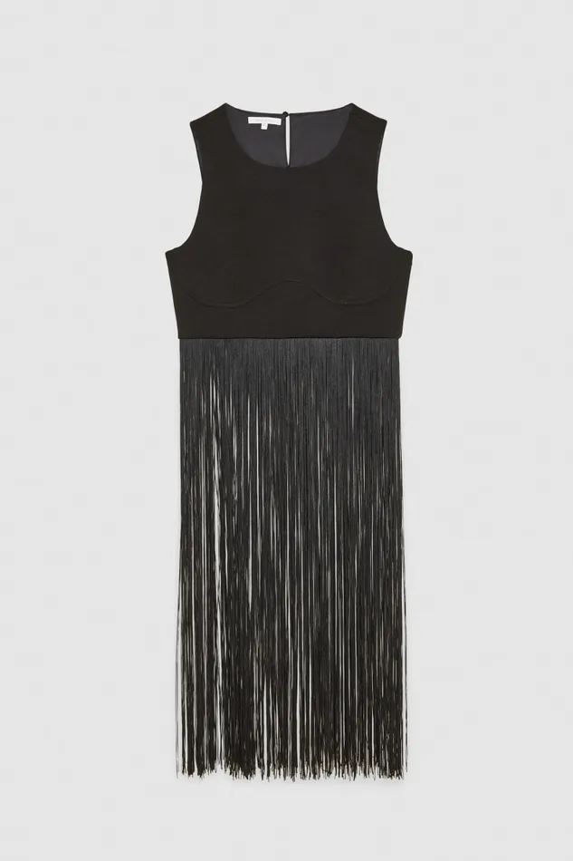 Patrizia Pepe Sleeveless Top With Fringes Black Nero Apparel Tops