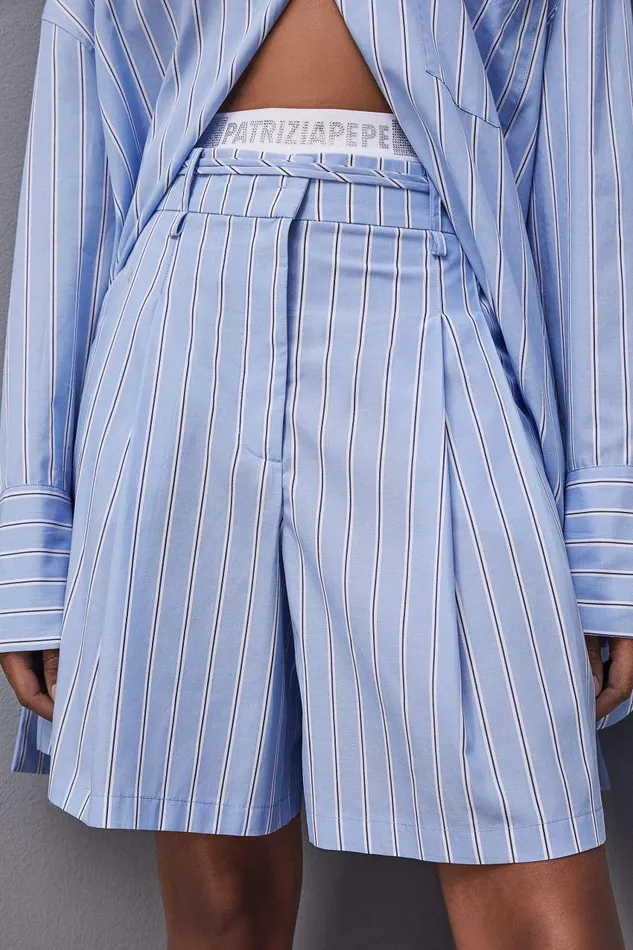 Patrizia Pepe Soft Pleated Bermuda Shorts Simple Stripes Apparel Shorts