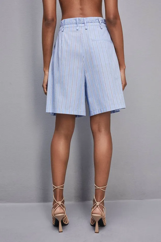 Patrizia Pepe Soft Pleated Bermuda Shorts Simple Stripes Apparel Shorts