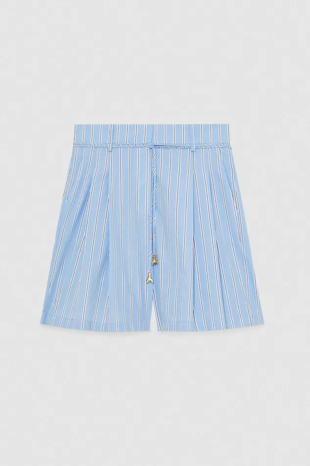 Patrizia Pepe Soft Pleated Bermuda Shorts Simple Stripes Apparel Shorts