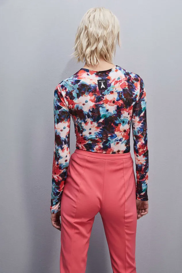 Patrizia Pepe Sweater With Draping Hybrid Flower Print Apparel Tops