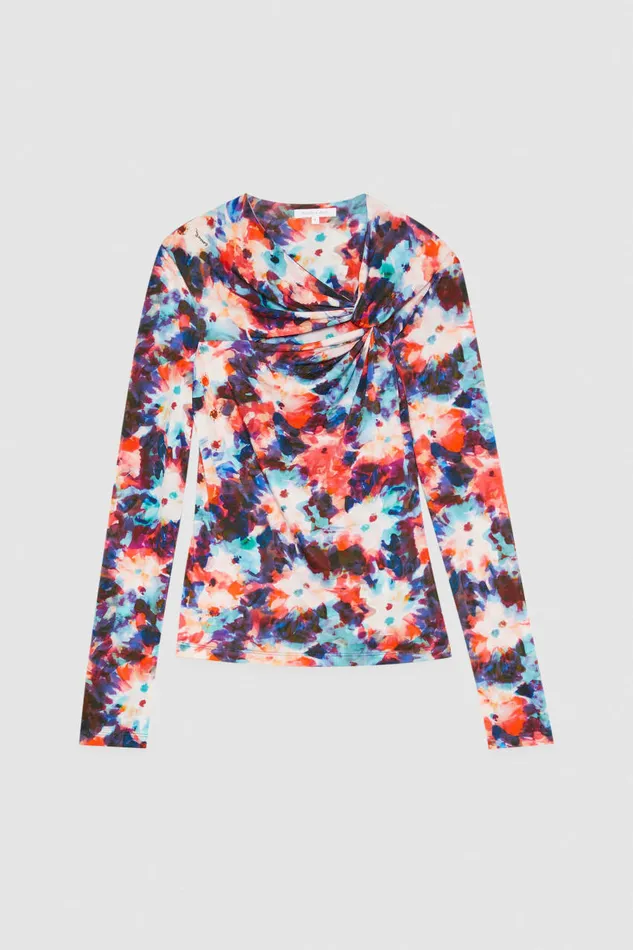 Patrizia Pepe Sweater With Draping Hybrid Flower Print Apparel Tops