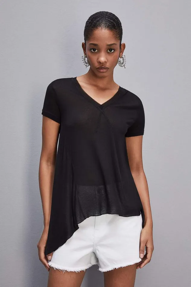 Patrizia Pepe Tshirt In Super Light Modal Jersey Black Nero Apparel TShirts