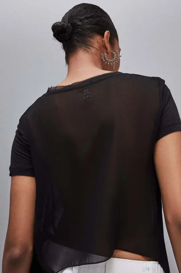 Patrizia Pepe Tshirt In Super Light Modal Jersey Black Nero Apparel TShirts