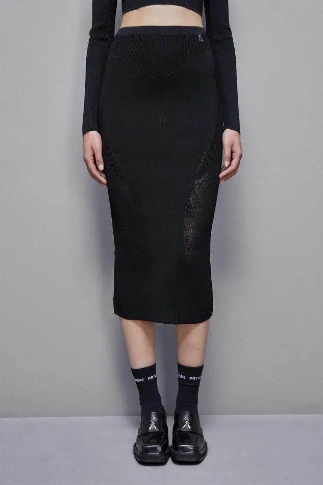 Patrizia Pepe Viscose Blend Midi Skirt Black Nero Apparel Long