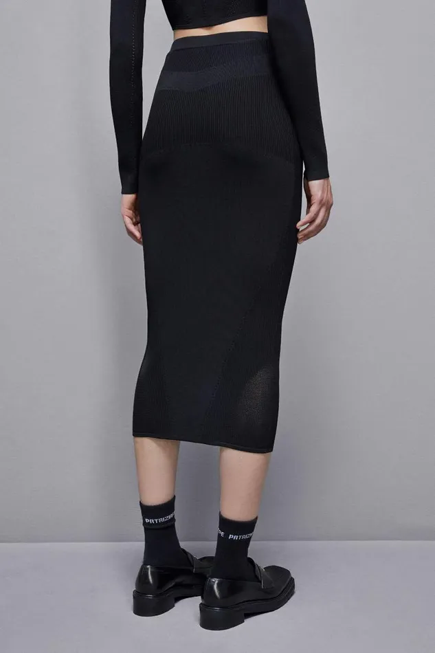 Patrizia Pepe Viscose Blend Midi Skirt Black Nero Apparel Long