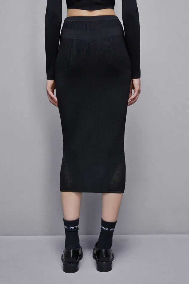 Patrizia Pepe Viscose Blend Midi Skirt Black Nero Apparel Long