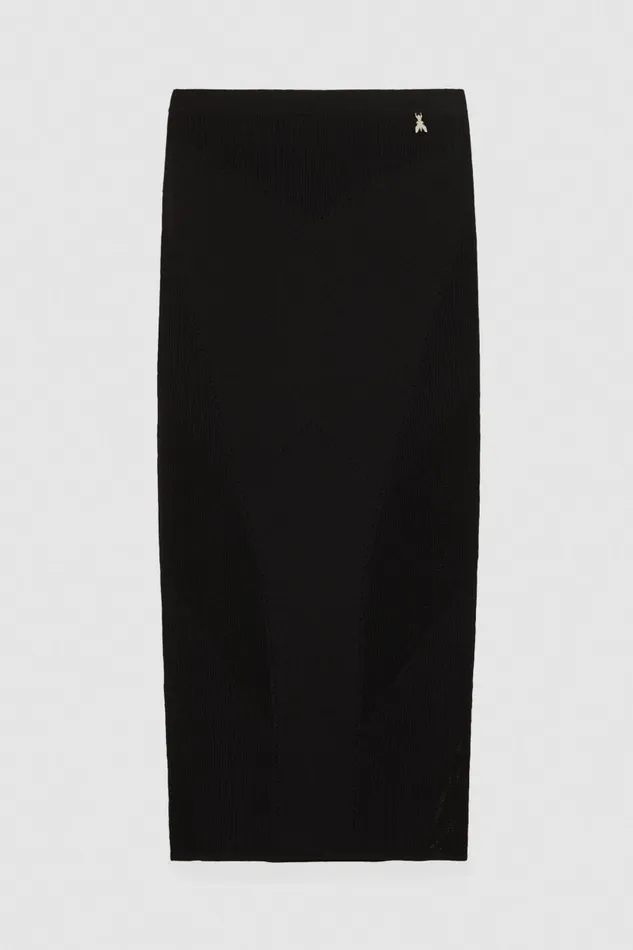 Patrizia Pepe Viscose Blend Midi Skirt Black Nero Apparel Long