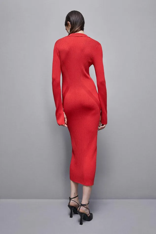 Patrizia Pepe Viscose Blend Shirt Dress Red Glam Red Apparel Long
