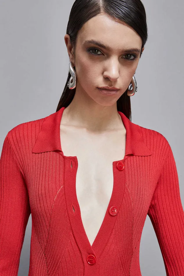 Patrizia Pepe Viscose Blend Shirt Dress Red Glam Red Apparel Long