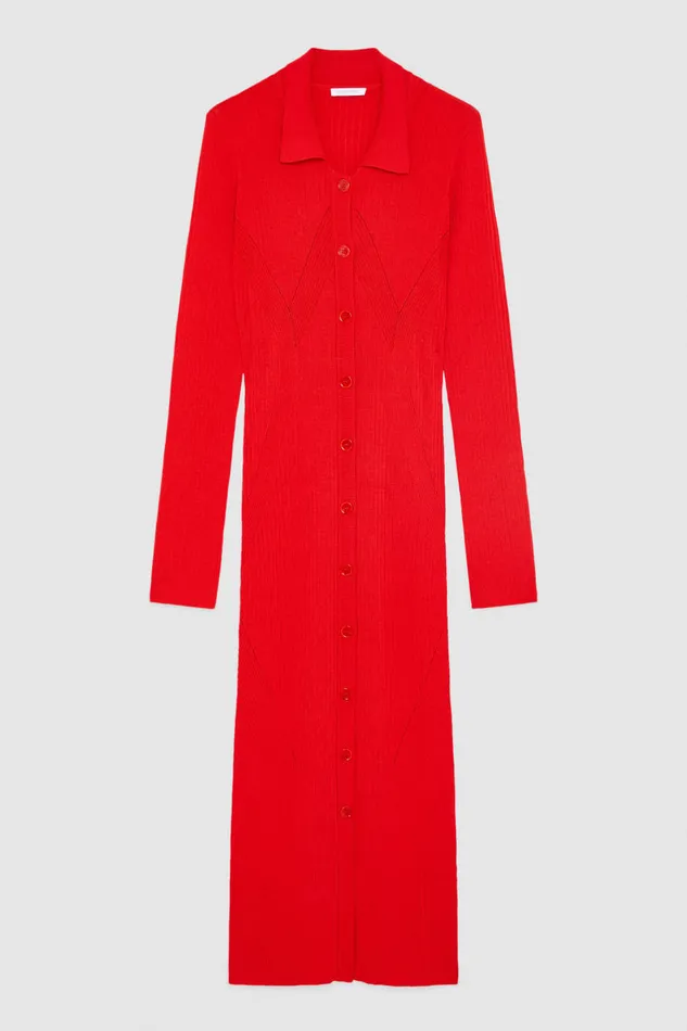 Patrizia Pepe Viscose Blend Shirt Dress Red Glam Red Apparel Long
